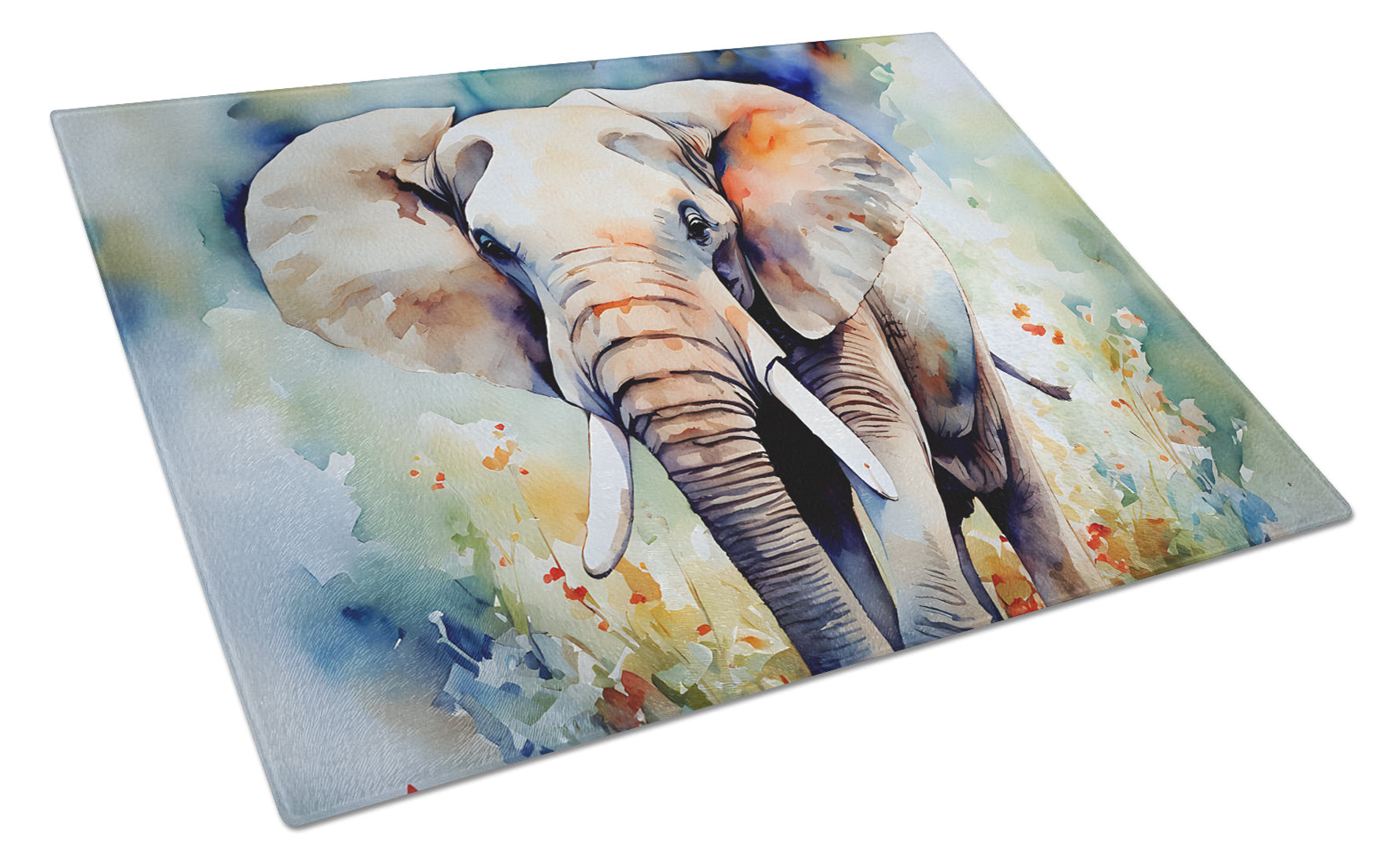Elephant Cutting Board Tempered Glass Kitchen Cutting Surface, Heat Resistant Chopping, Non-Slip Feet, Food Prep & Serving