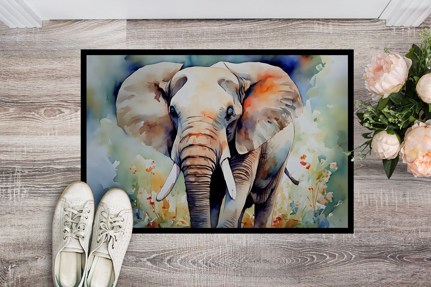 Elephant Doormat Indoor Outdoor 18H X 27W Front Door Mat Rugs for Entryway, Non Slip Washable
