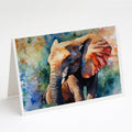 Elephant Greeting Cards Pack of 8 Blank Cards with Envelopes Whimsical A7 Size 5x7