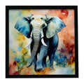 Elephant Framed Metal Print Bathroom, Kitchen, Office, Home Decor Wall Art Ready to Hang, Square, 8X8