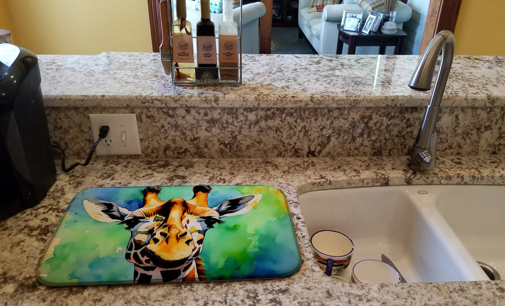 Giraffe Dish Drying Mat Absorbent Dish Drying Mat Pad for Kitchen Counter Dish Drainer Mat for Countertop, 14 x 21", Multicolor