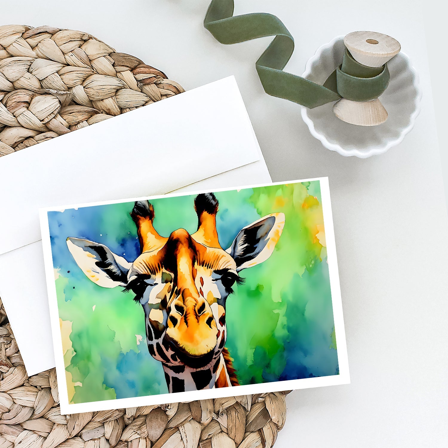 Giraffe Greeting Cards Pack of 8 Blank Cards with Envelopes Whimsical A7 Size 5x7