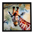 Giraffe Framed Metal Print Bathroom, Kitchen, Office, Home Decor Wall Art Ready to Hang, Square, 8X8