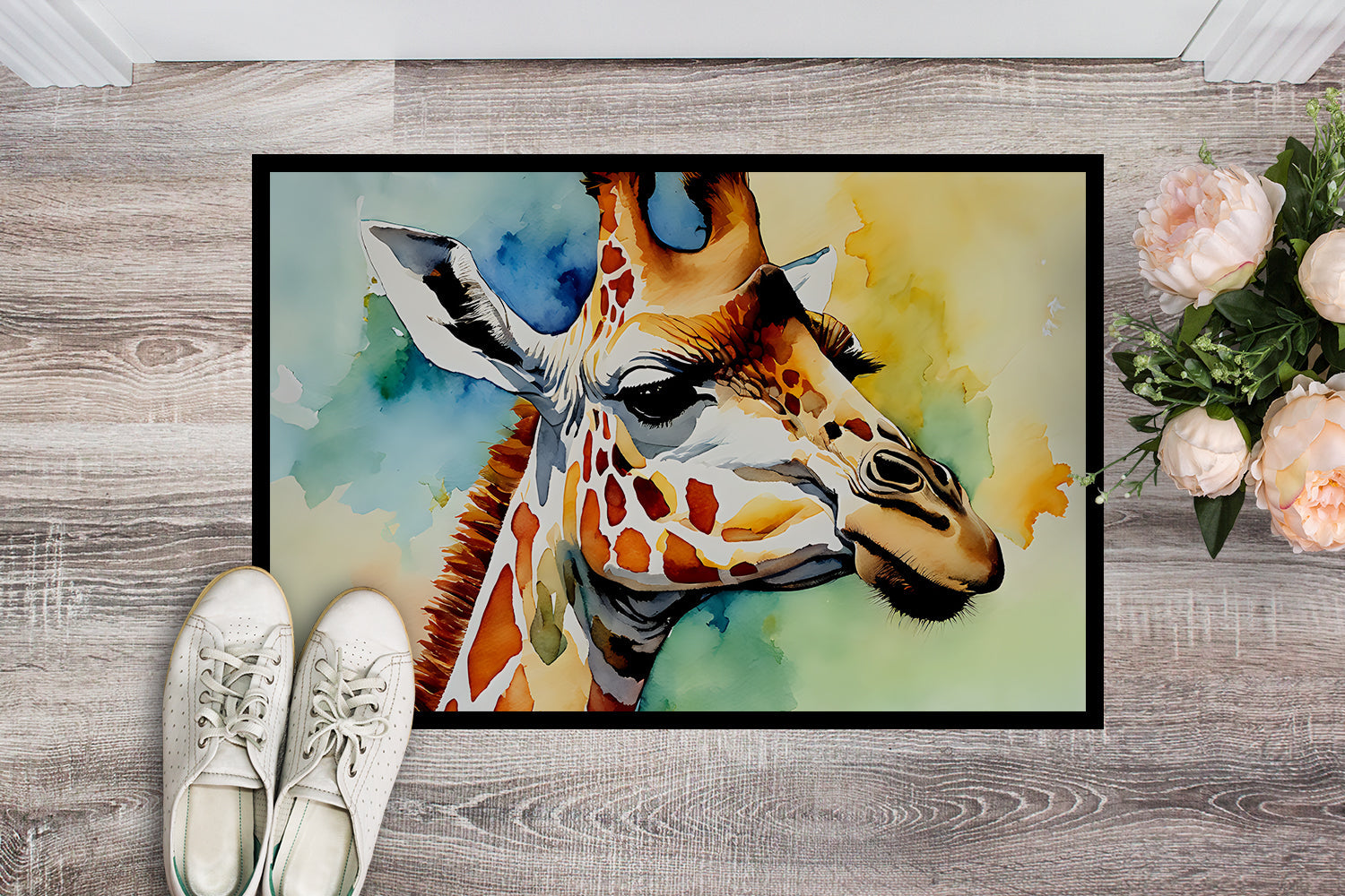 Giraffe Doormat Indoor Outdoor 24H X 36W Front Door Mat Rugs for Entryway, Non Slip Washable Low Pile,