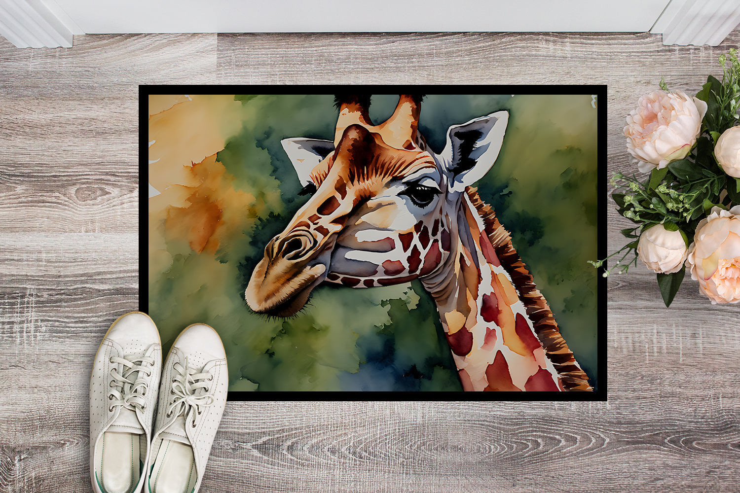 Giraffe Doormat Indoor Outdoor 24H X 36W Front Door Mat Rugs for Entryway, Non Slip Washable Low Pile,
