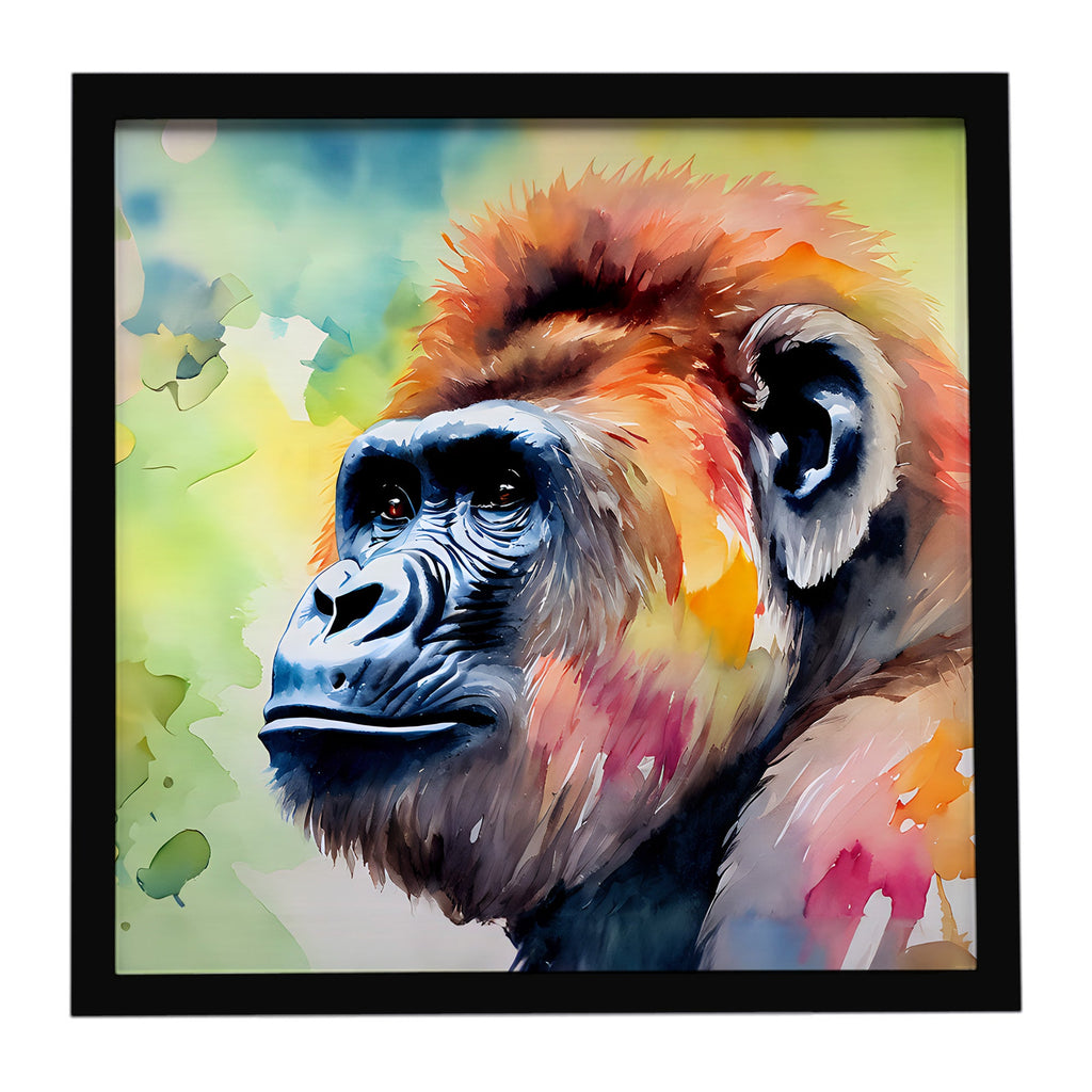 Gorilla Framed Metal Print Bathroom, Kitchen, Office, Home Decor Wall Art Ready to Hang, Square, 8X8