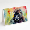 Gorilla Greeting Cards Pack of 8 Blank Cards with Envelopes Whimsical A7 Size 5x7