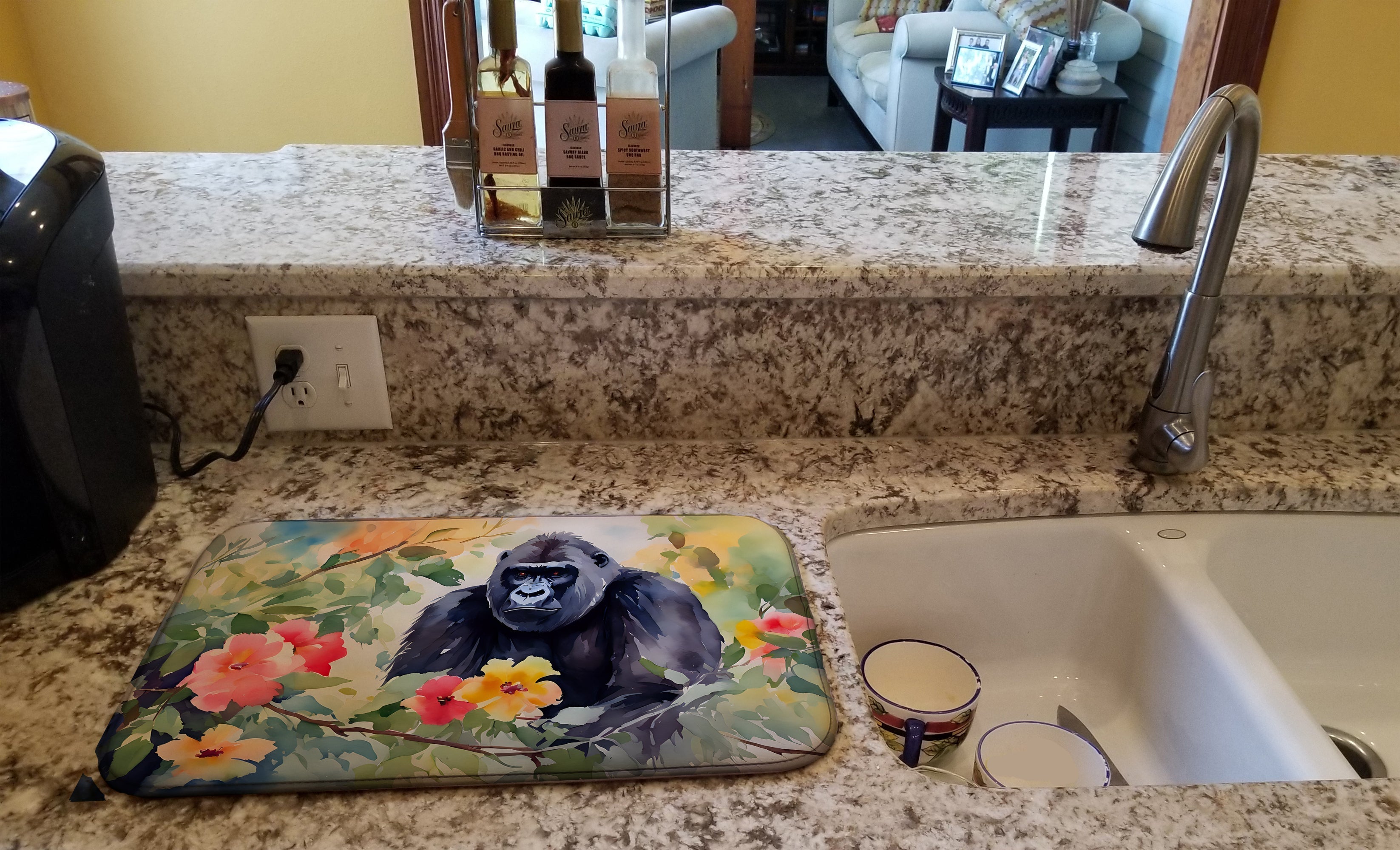 Gorilla Dish Drying Mat Absorbent Dish Drying Mat Pad for Kitchen Counter Dish Drainer Mat for Countertop, 14 x 21", Multicolor
