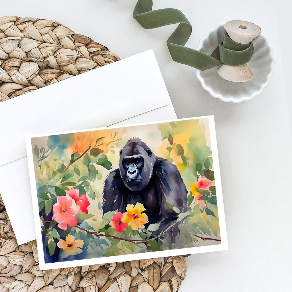 Gorilla Greeting Cards Pack of 8 Blank Cards with Envelopes Whimsical A7 Size 5x7