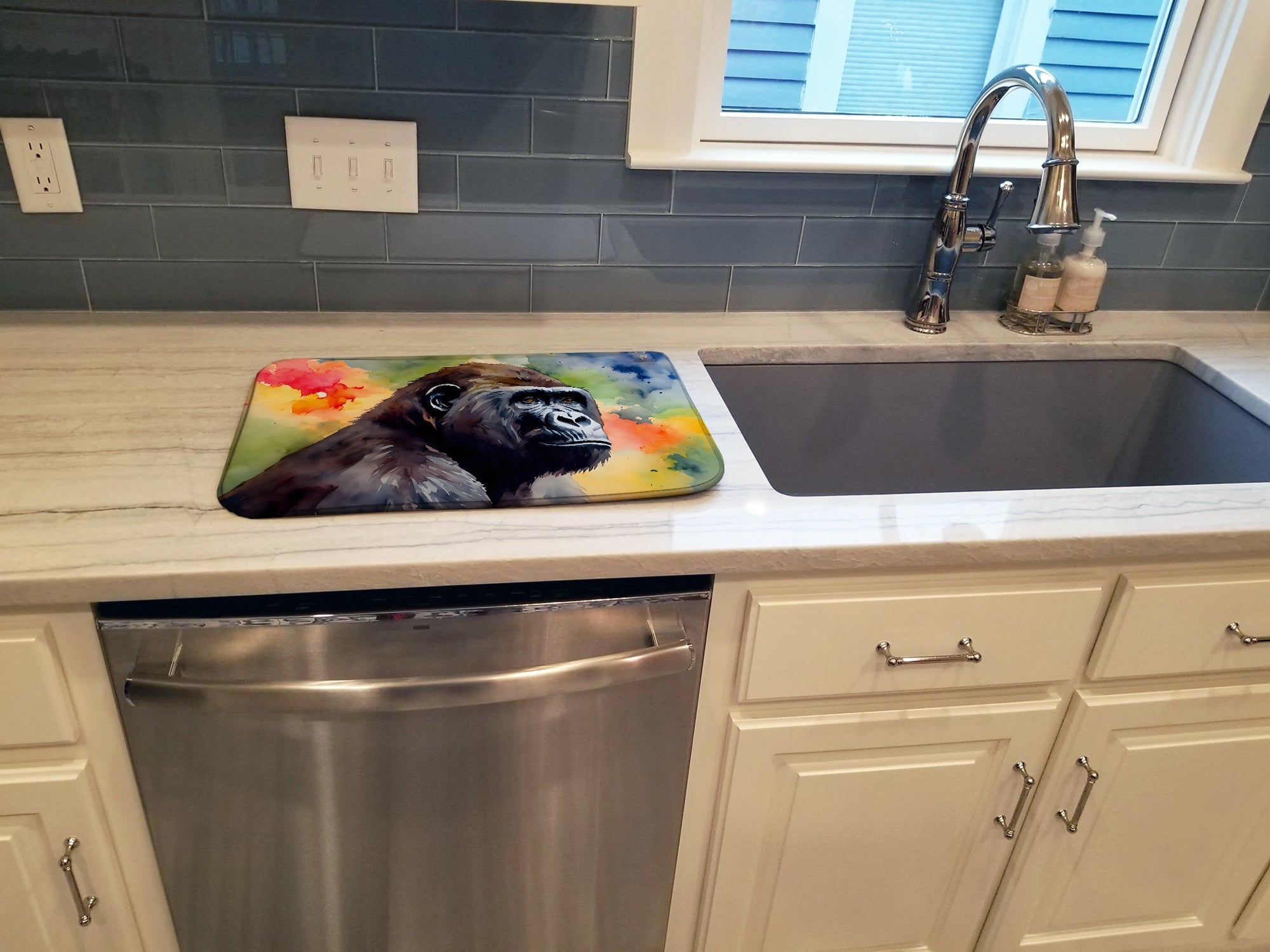 Gorilla Dish Drying Mat Absorbent Dish Drying Mat Pad for Kitchen Counter Dish Drainer Mat for Countertop, 14 x 21", Multicolor