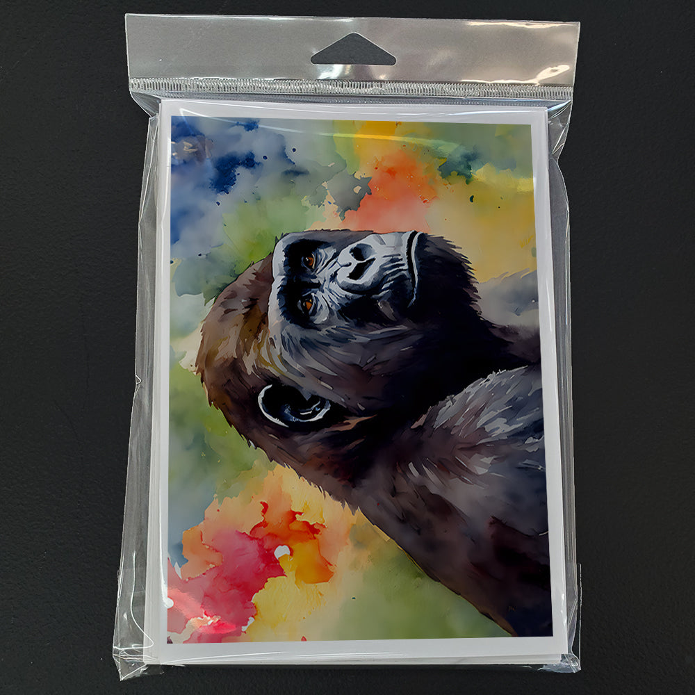 Gorilla Greeting Cards Pack of 8 Blank Cards with Envelopes Whimsical A7 Size 5x7