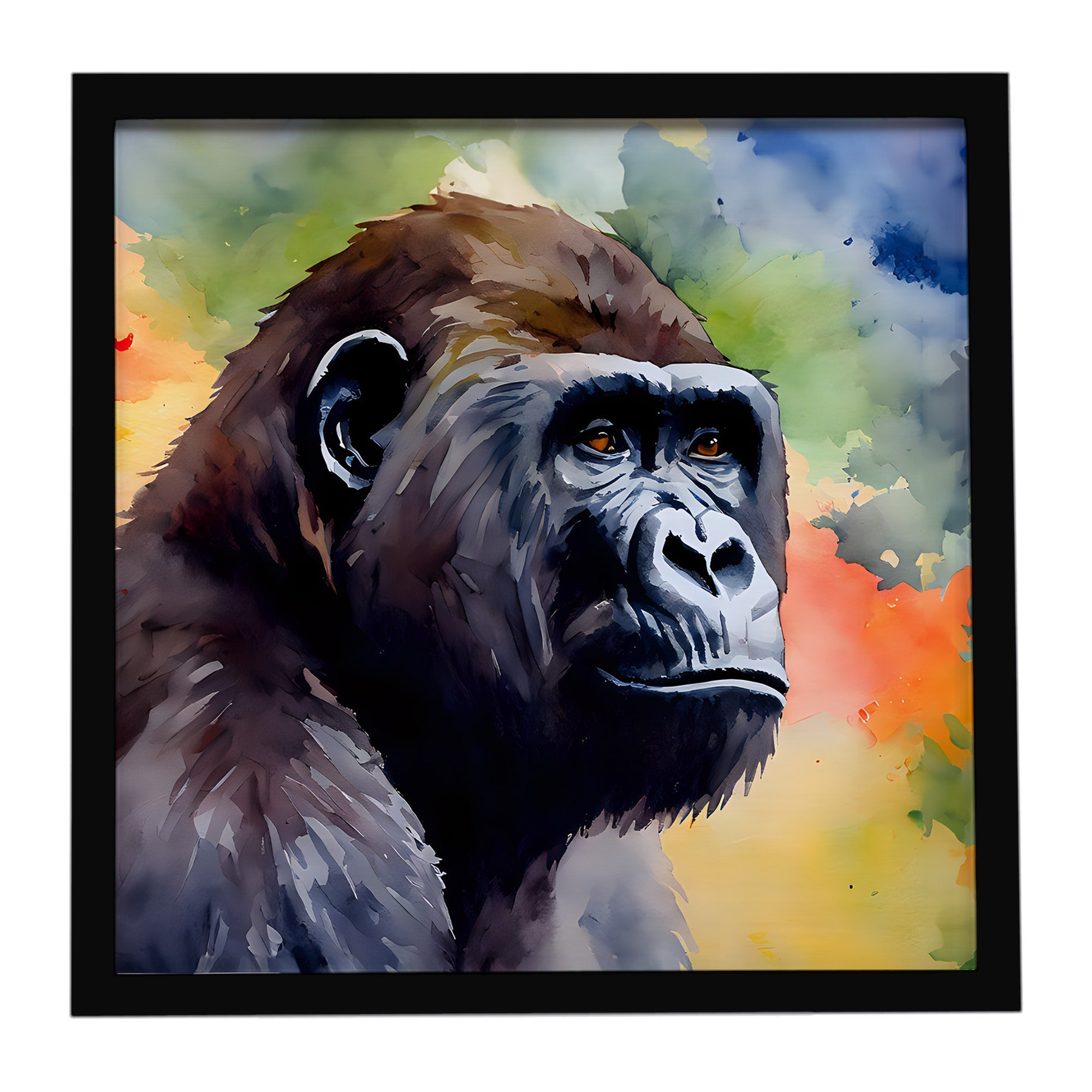 Gorilla Framed Metal Print Bathroom, Kitchen, Office, Home Decor Wall Art Ready to Hang, Square, 8X8