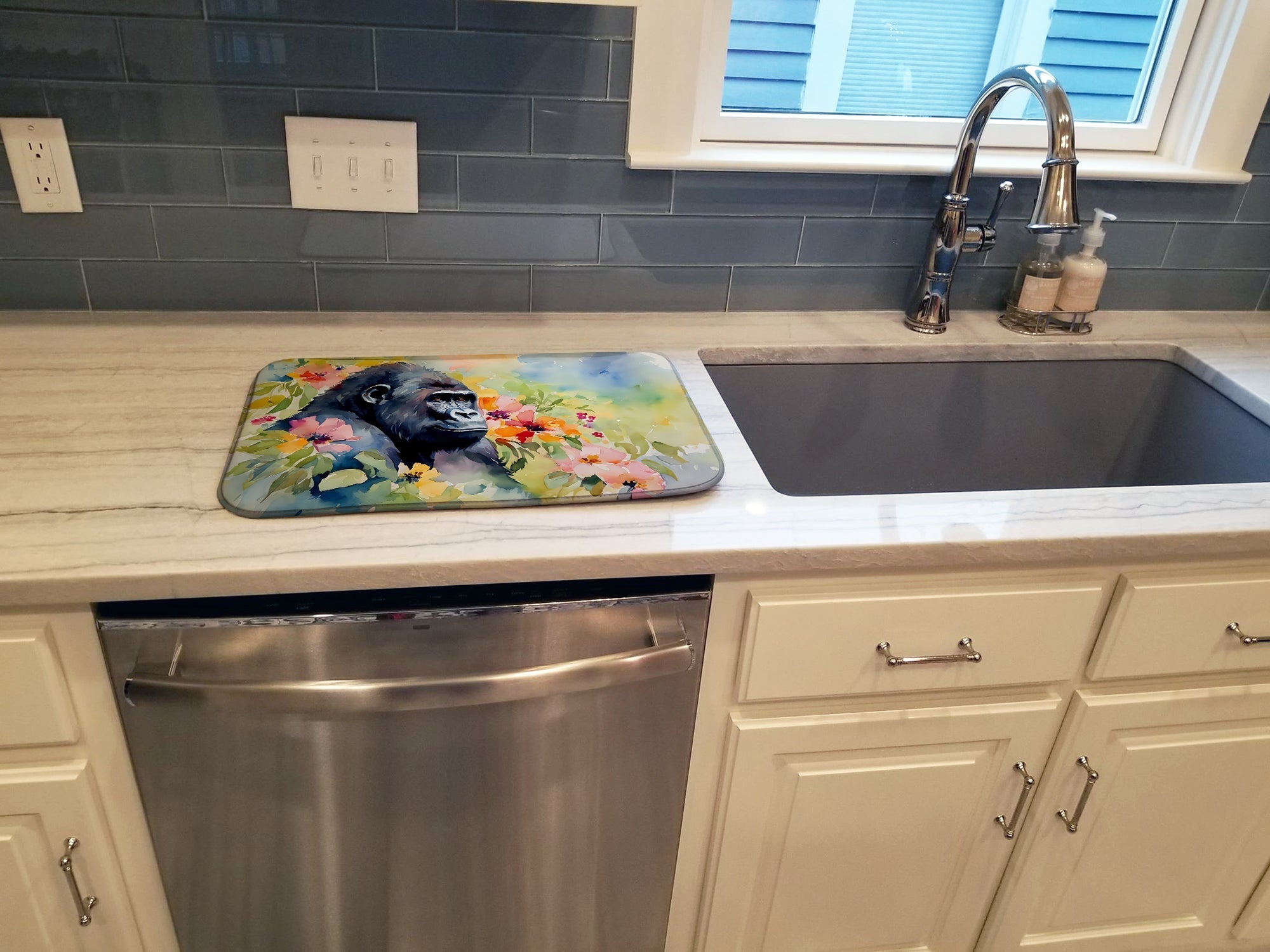 Gorilla Dish Drying Mat Absorbent Dish Drying Mat Pad for Kitchen Counter Dish Drainer Mat for Countertop, 14 x 21", Multicolor