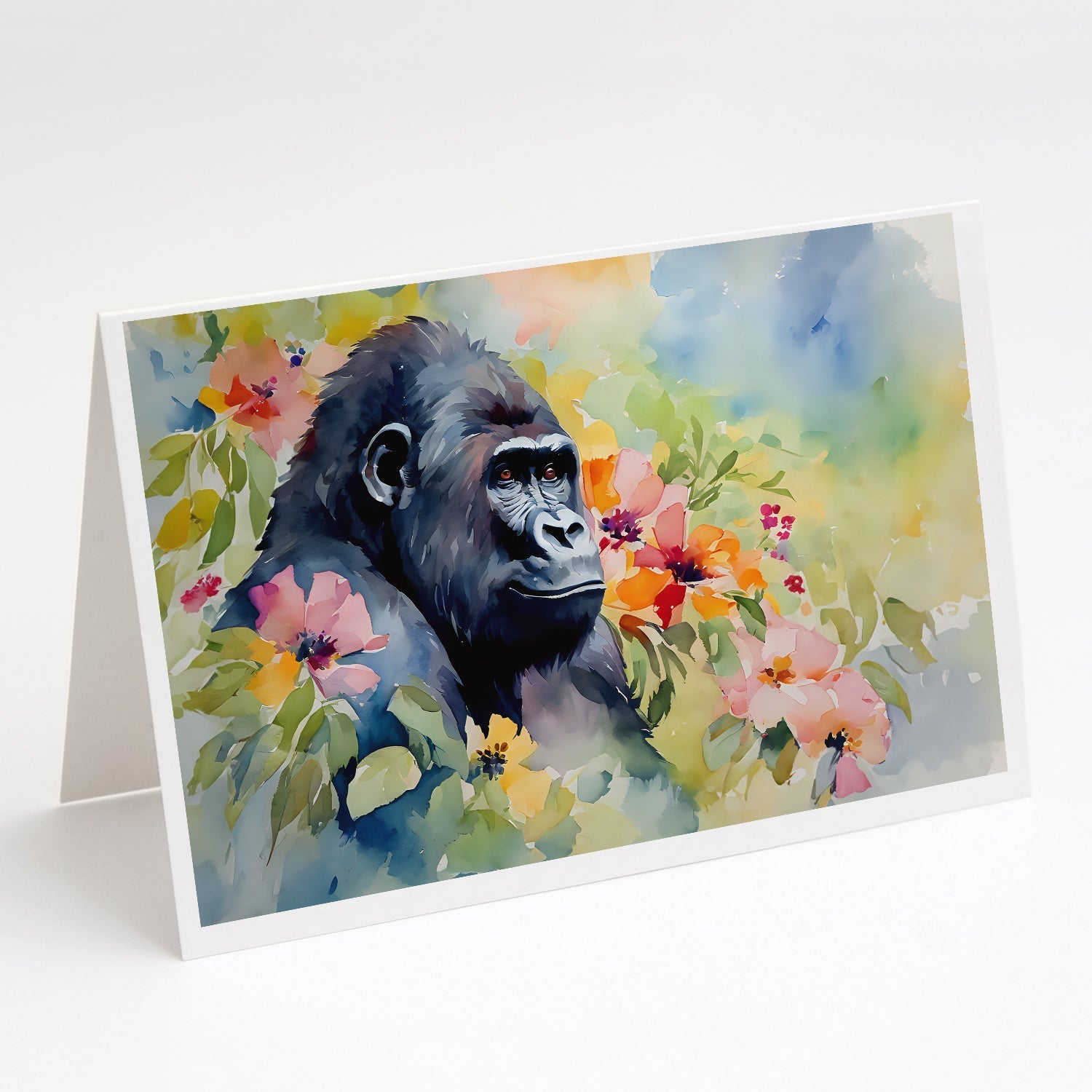 Gorilla Greeting Cards Pack of 8 Blank Cards with Envelopes Whimsical A7 Size 5x7
