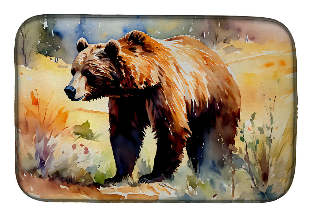 Grizzly Bear Dish Drying Mat Absorbent Dish Drying Mat Pad for Kitchen Counter Dish Drainer Mat for Countertop, 14 x 21", Multicolor