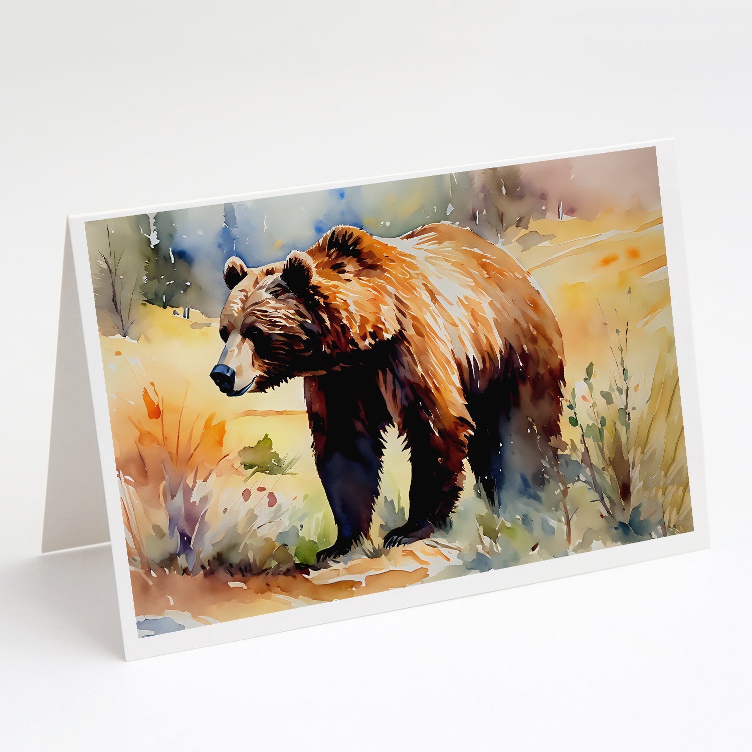 Grizzly Bear Greeting Cards Pack of 8 Blank Cards with Envelopes Whimsical A7 Size 5x7