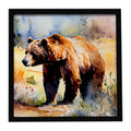 Grizzly Bear Framed Metal Print Bathroom, Kitchen, Office, Home Decor Wall Art Ready to Hang, Square, 8X8