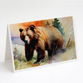 Grizzly Bear Greeting Cards Pack of 8 Blank Cards with Envelopes Whimsical A7 Size 5x7