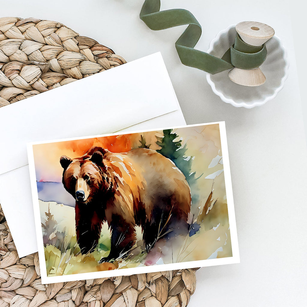 Grizzly Bear Greeting Cards Pack of 8 Blank Cards with Envelopes Whimsical A7 Size 5x7
