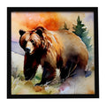 Grizzly Bear Framed Metal Print Bathroom, Kitchen, Office, Home Decor Wall Art Ready to Hang, Square, 8X8