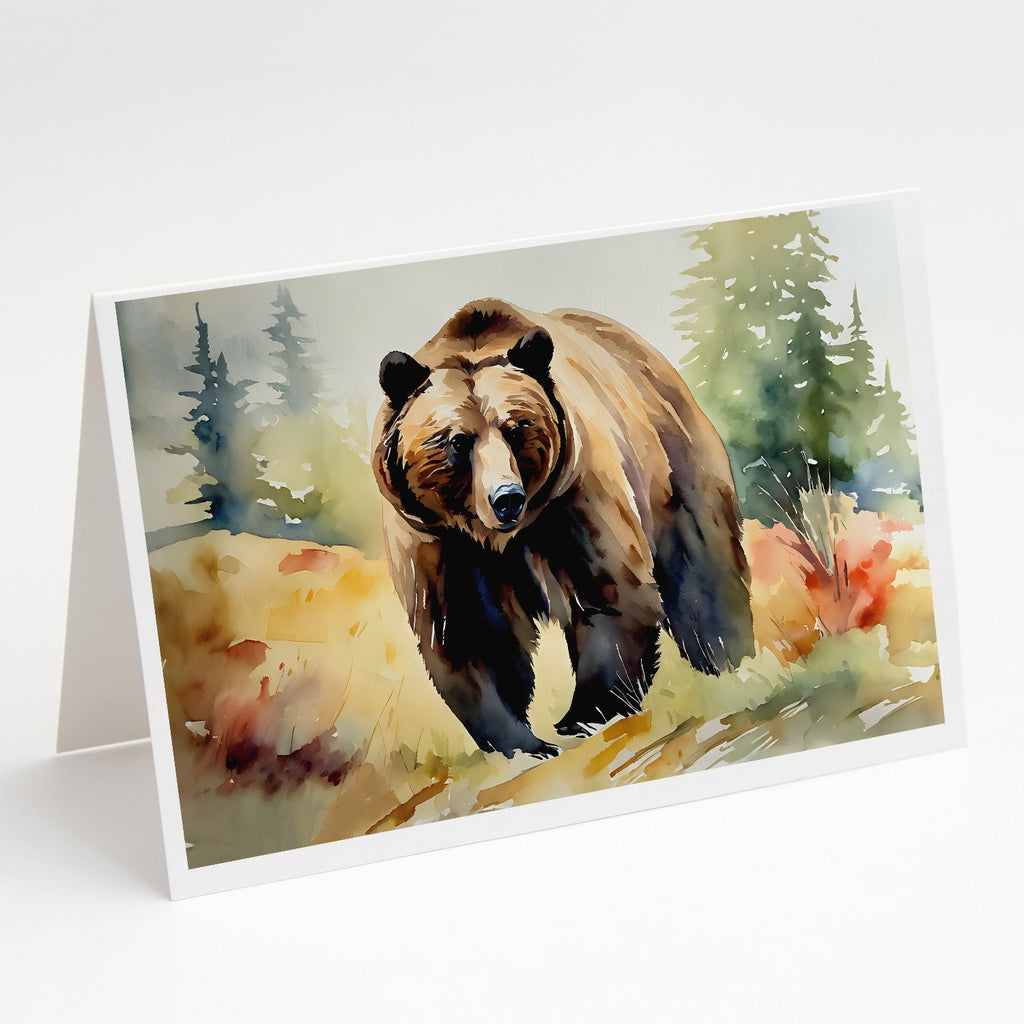Grizzly Bear Greeting Cards Pack of 8 Blank Cards with Envelopes Whimsical A7 Size 5x7