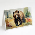 Grizzly Bear Greeting Cards Pack of 8 Blank Cards with Envelopes Whimsical A7 Size 5x7