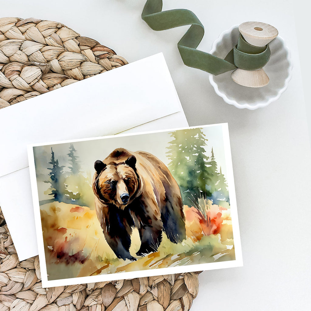 Grizzly Bear Greeting Cards Pack of 8 Blank Cards with Envelopes Whimsical A7 Size 5x7