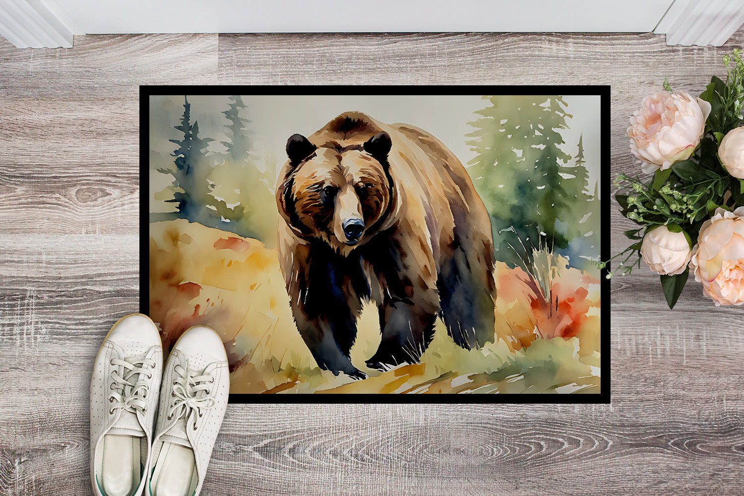 Grizzly Bear Doormat Indoor Outdoor 18H X 27W Front Door Mat Rugs for Entryway, Non Slip Washable