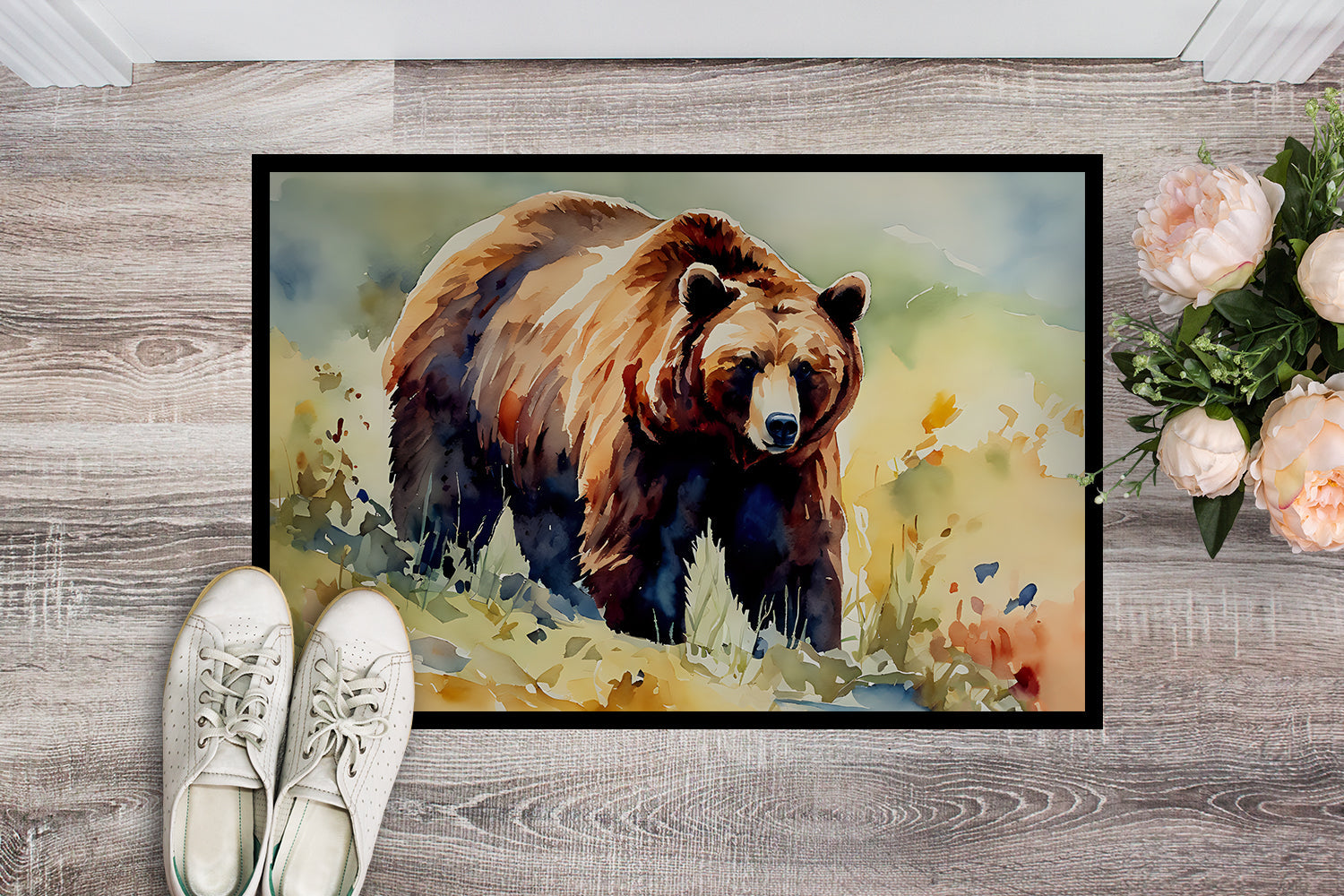 Grizzly Bear Doormat Indoor Outdoor 18H X 27W Front Door Mat Rugs for Entryway, Non Slip Washable