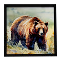 Grizzly Bear Framed Metal Print Bathroom, Kitchen, Office, Home Decor Wall Art Ready to Hang, Square, 8X8