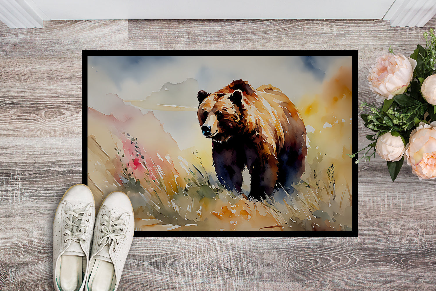 Grizzly Bear Doormat Indoor Outdoor 18H X 27W Front Door Mat Rugs for Entryway, Non Slip Washable