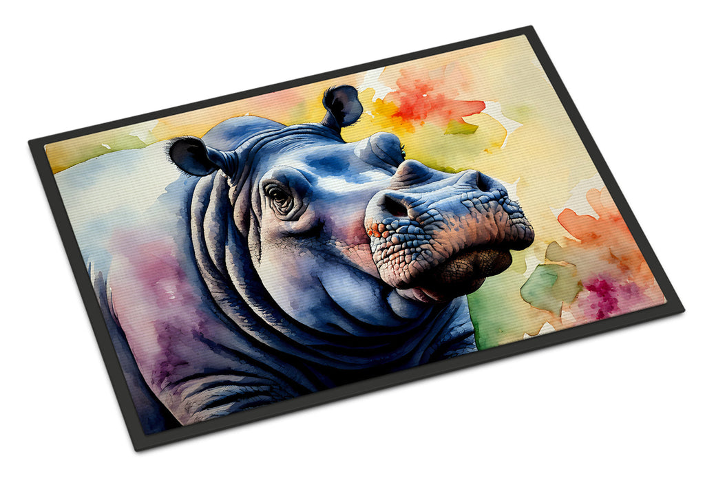 Hippopotamus Doormat Indoor Outdoor 18H X 27W Front Door Mat Rugs for Entryway, Non Slip Washable