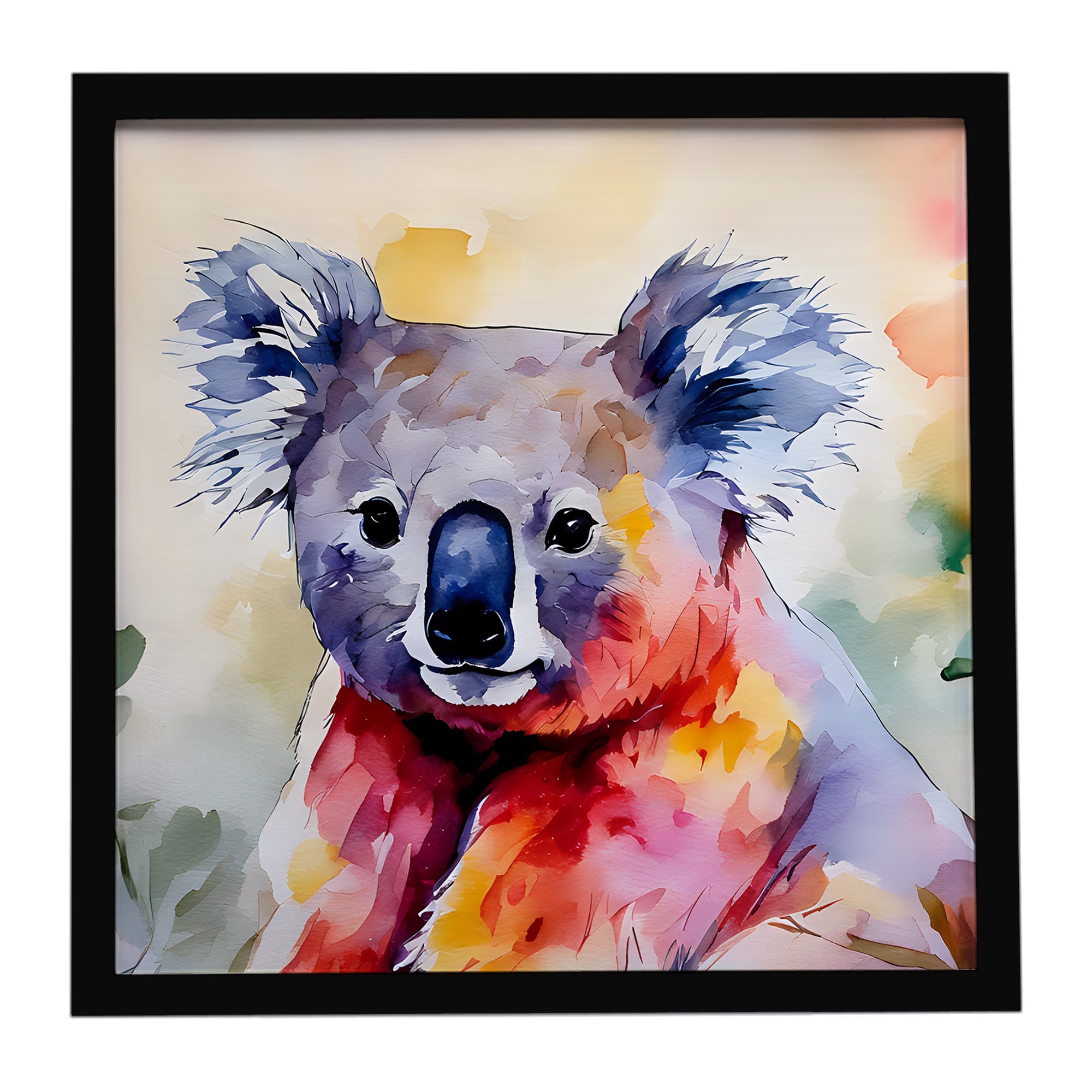 Koala Framed Metal Print Bathroom, Kitchen, Office, Home Decor Wall Art Ready to Hang, Square, 8X8