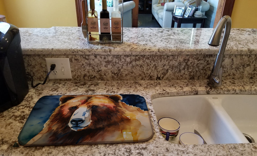 Kodiak Bear Dish Drying Mat Absorbent Dish Drying Mat Pad for Kitchen Counter Dish Drainer Mat for Countertop, 14 x 21", Multicolor