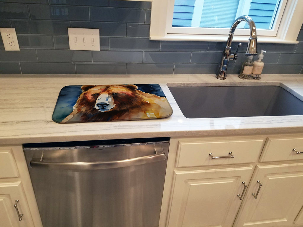Kodiak Bear Dish Drying Mat Absorbent Dish Drying Mat Pad for Kitchen Counter Dish Drainer Mat for Countertop, 14 x 21", Multicolor