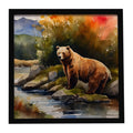 Kodiak Bear Framed Metal Print Bathroom, Kitchen, Office, Home Decor Wall Art Ready to Hang, Square, 8X8