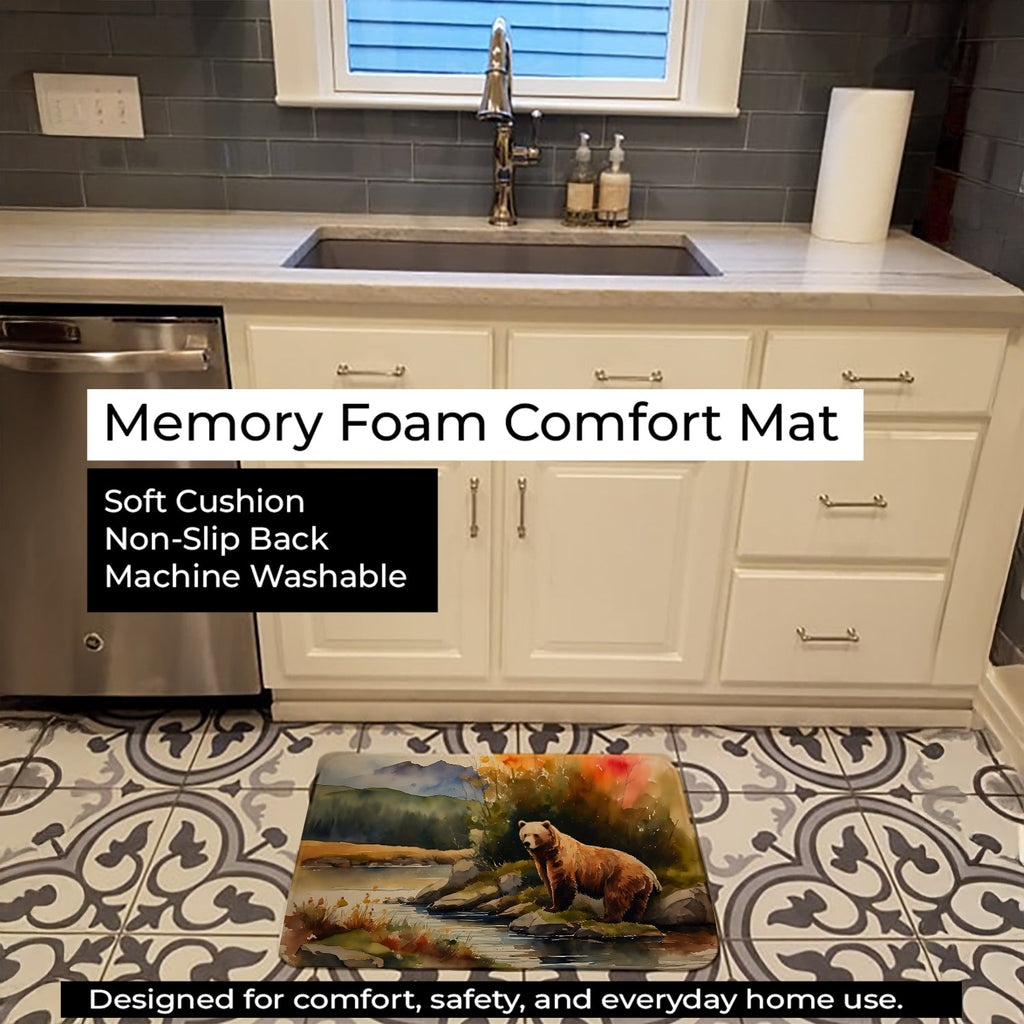 Kodiak Bear Memory Foam Kitchen Mat Machine Washable Anti-Fatigue Cushion Comfort Bath or Kitchen Rug