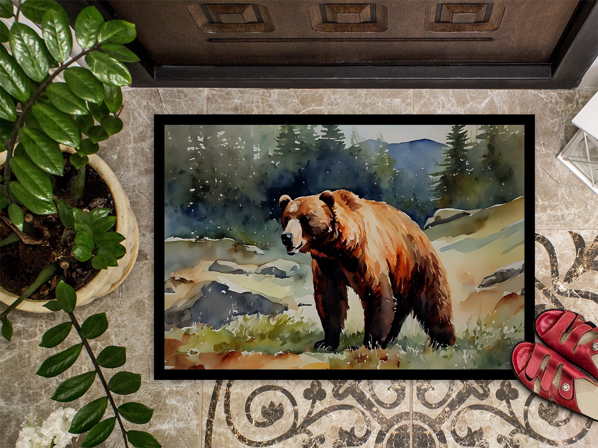 Kodiak Bear Doormat Indoor Outdoor 18H X 27W Front Door Mat Rugs for Entryway, Non Slip Washable