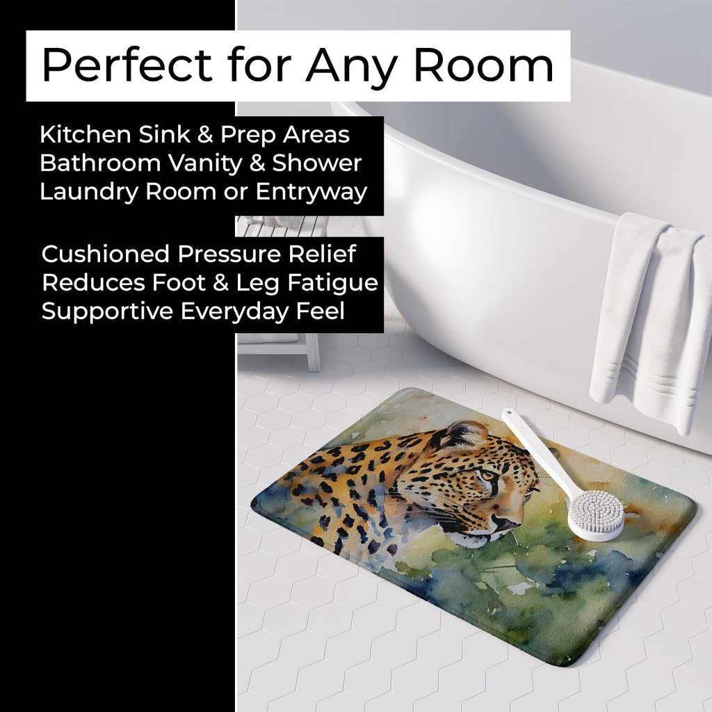 Leopard Memory Foam Kitchen Mat Machine Washable Anti-Fatigue Cushion Comfort Bath or Kitchen Rug