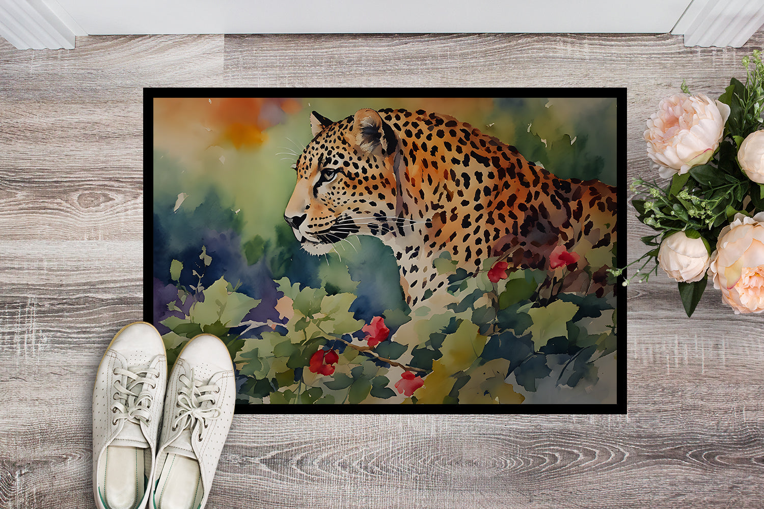 Leopard Doormat Indoor Outdoor 18H X 27W Front Door Mat Rugs for Entryway, Non Slip Washable
