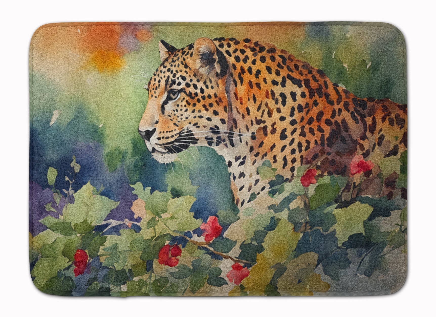 Leopard Memory Foam Kitchen Mat Machine Washable Anti-Fatigue Cushion Comfort Bath or Kitchen Rug