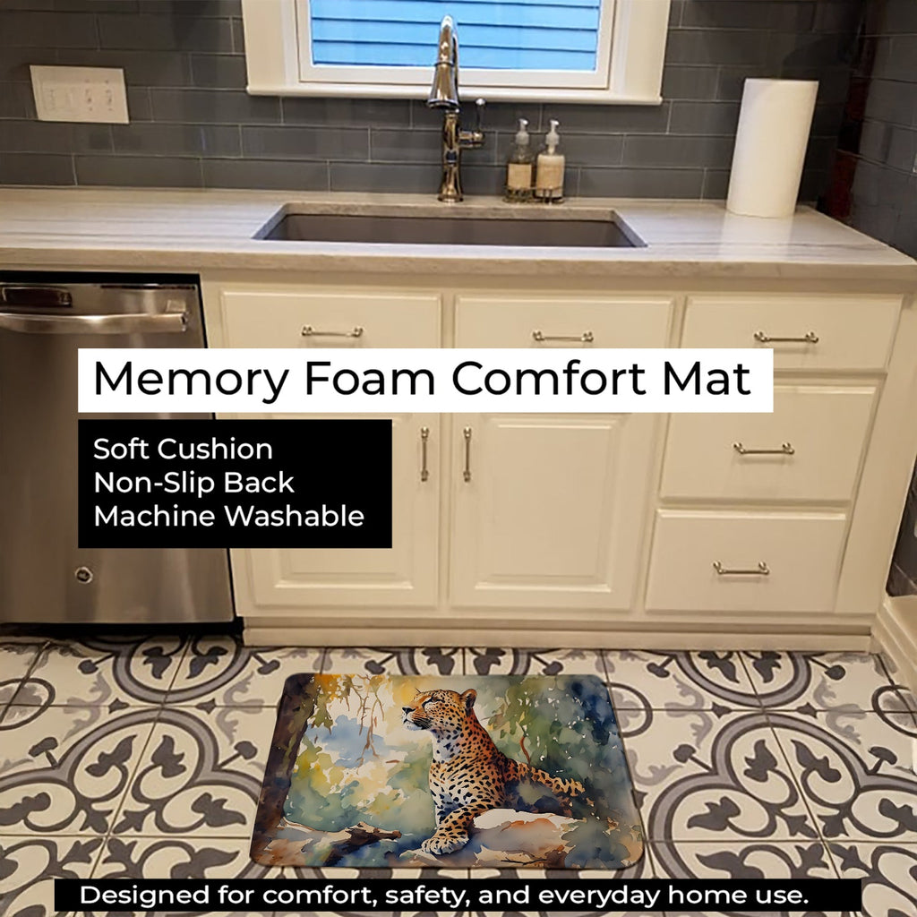 Leopard Memory Foam Kitchen Mat Machine Washable Anti-Fatigue Cushion Comfort Bath or Kitchen Rug