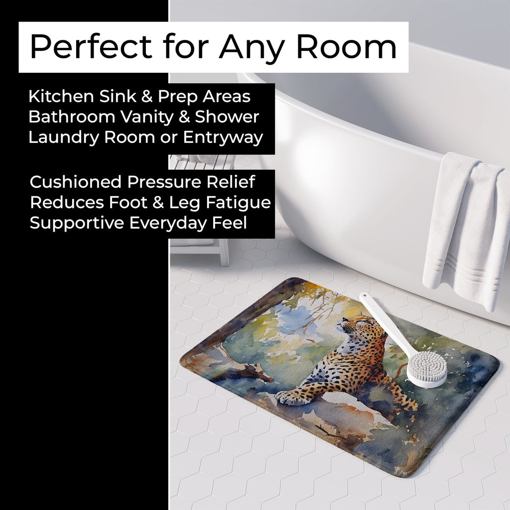 Leopard Memory Foam Kitchen Mat Machine Washable Anti-Fatigue Cushion Comfort Bath or Kitchen Rug