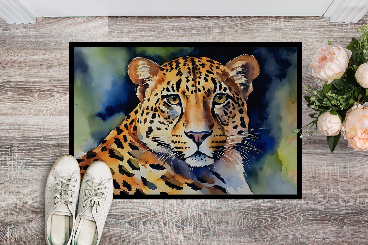 Leopard Doormat Indoor Outdoor 24H X 36W Front Door Mat Rugs for Entryway, Non Slip Washable Low Pile,