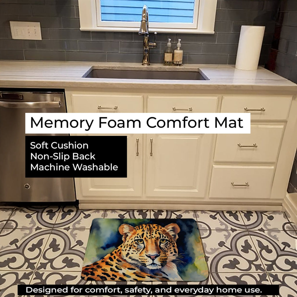 Leopard Memory Foam Kitchen Mat Machine Washable Anti-Fatigue Cushion Comfort Bath or Kitchen Rug