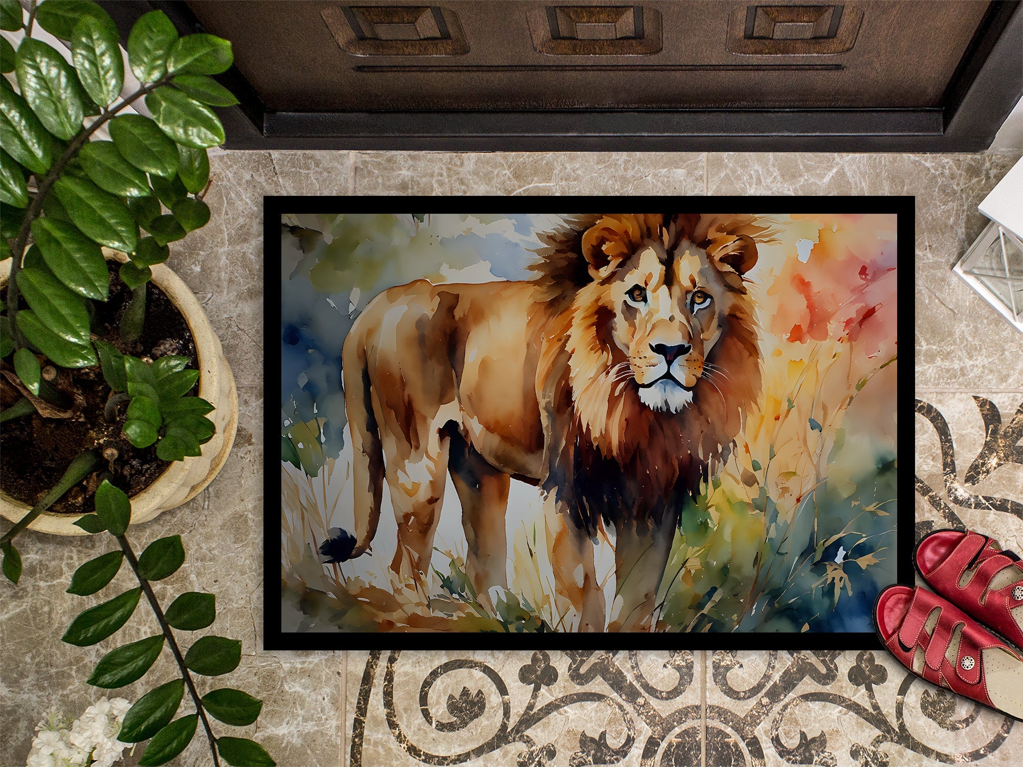 Lion Doormat Indoor Outdoor 18H X 27W Front Door Mat Rugs for Entryway, Non Slip Washable