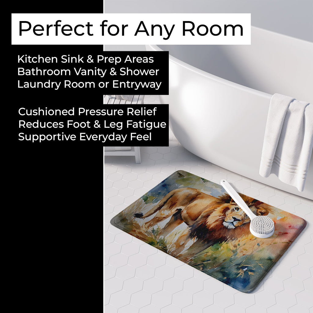 Lion Memory Foam Kitchen Mat Machine Washable Anti-Fatigue Cushion Comfort Bath or Kitchen Rug