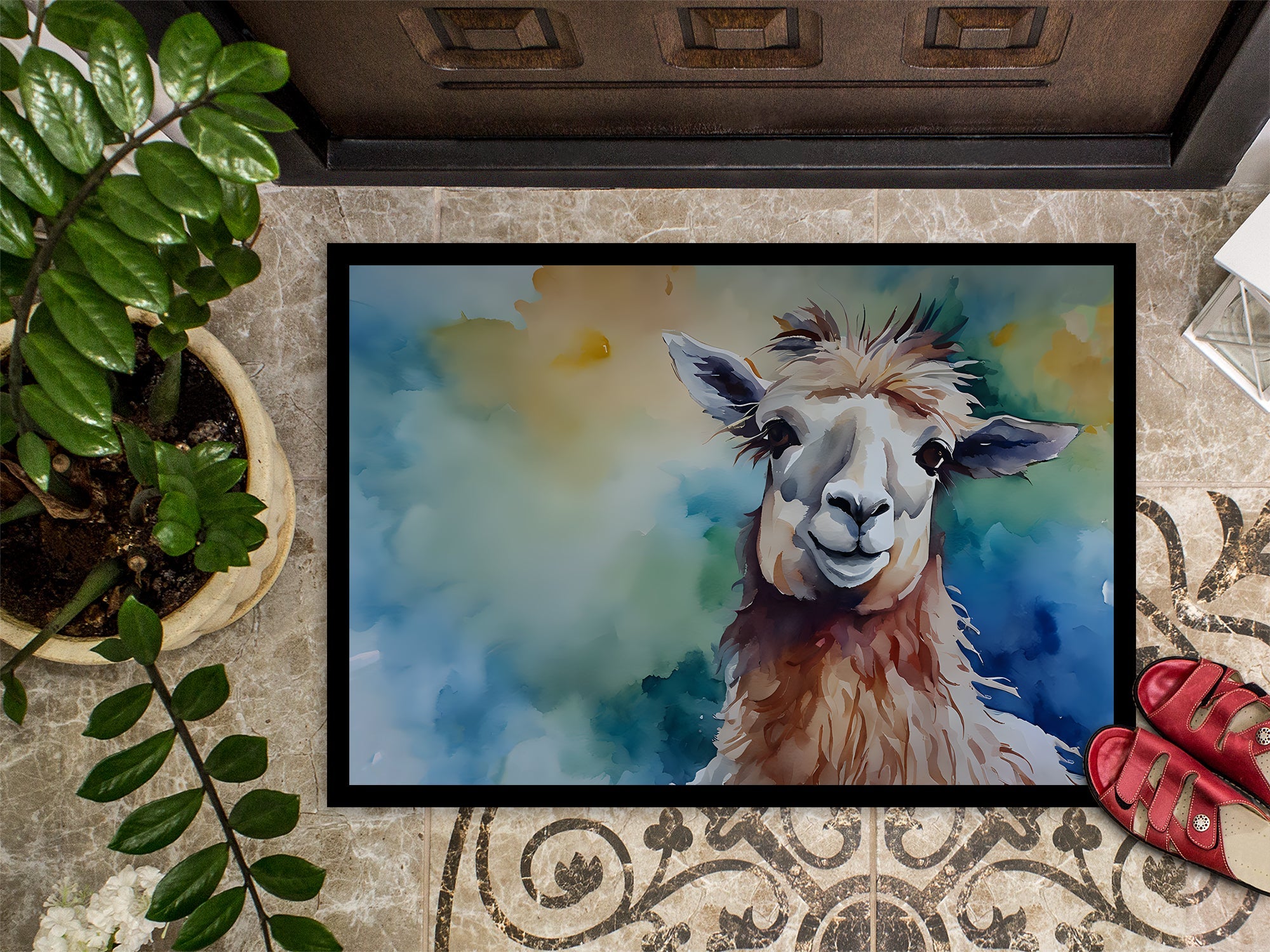 Llama Doormat Indoor Outdoor 18H X 27W Front Door Mat Rugs for Entryway, Non Slip Washable