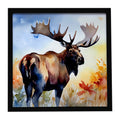 Moose Framed Metal Print Bathroom, Kitchen, Office, Home Decor Wall Art Ready to Hang, Square, 8X8