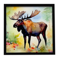 Moose Framed Metal Print Bathroom, Kitchen, Office, Home Decor Wall Art Ready to Hang, Square, 8X8